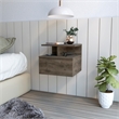 Pemberly Row Set of 2 Engineered Wood Floating Nightstands in Dark Walnut
