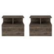 Pemberly Row Set of 2 Engineered Wood Floating Nightstands in Dark Walnut