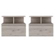 Pemberly Row Set of 2 Engineered Wood Floating Nightstands in Light Gray