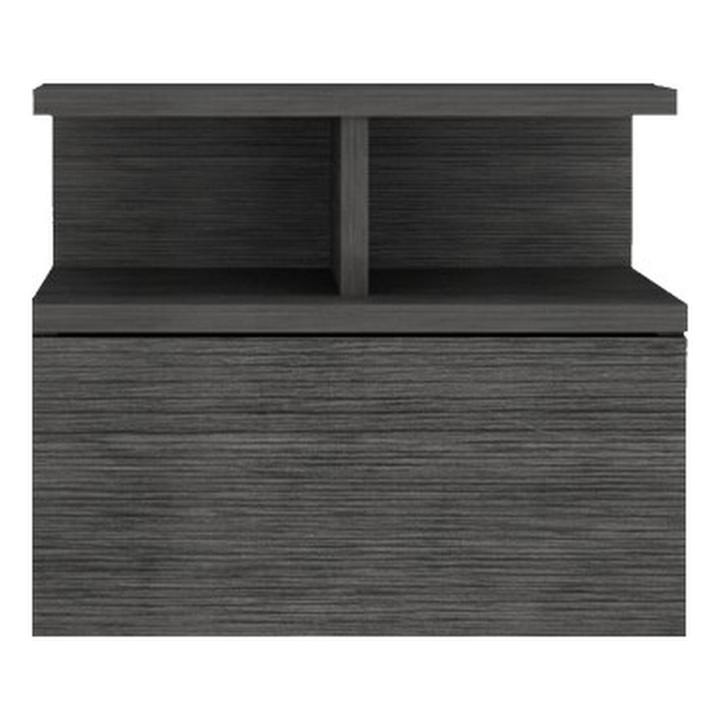Pemberly Row Set of 2 Engineered Wood Floating Nightstands in Smoky Oak