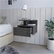 Pemberly Row Set of 2 Engineered Wood Floating Nightstands in Smoky Oak