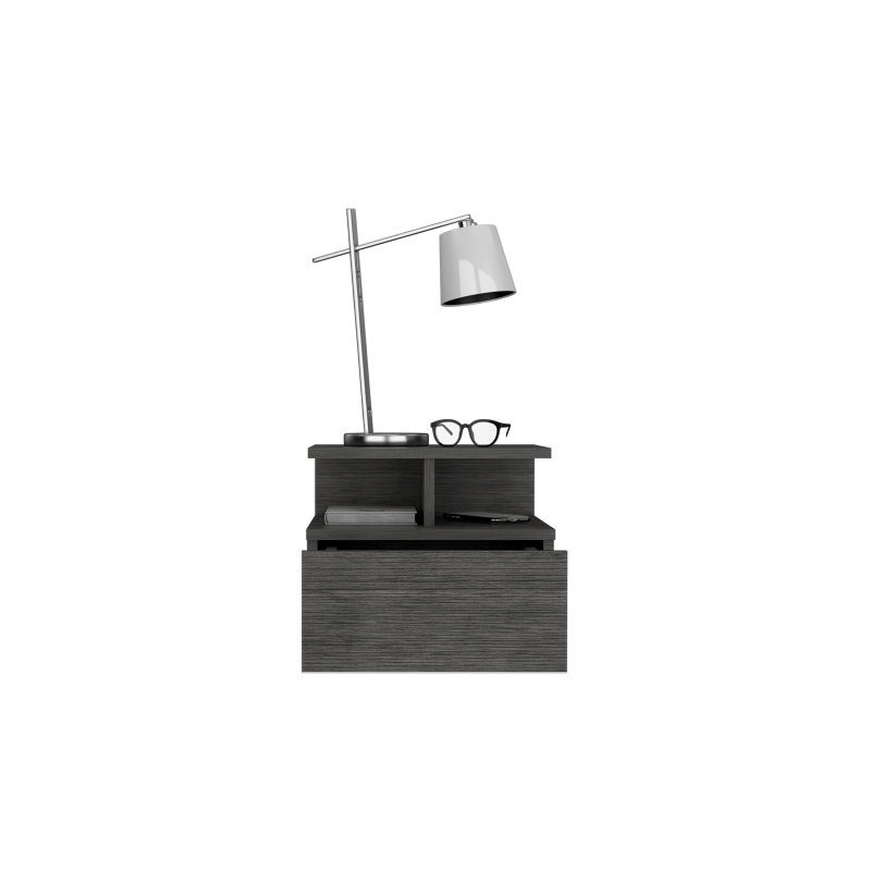 Pemberly Row Set of 2 Engineered Wood Floating Nightstands in Smoky Oak