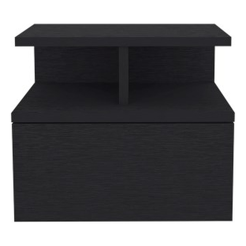 Pemberly Row Set of 2 Engineered Wood Floating Nightstands in Black