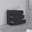 Pemberly Row Set of 3 Engineered Wood Dresser & 2 Floating Nightstands in Black