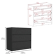 Pemberly Row Set of 3 Engineered Wood Dresser & 2 Floating Nightstands in Black