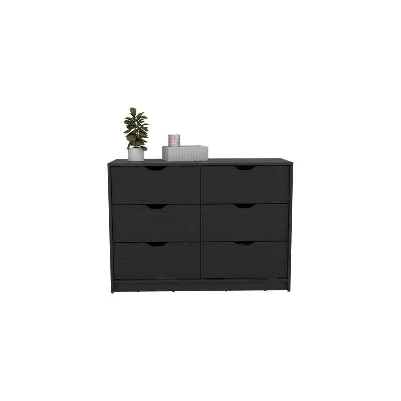 Pemberly Row Set of 2 Modern Engineered Wood Dressers in Black