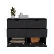 Pemberly Row Set of 3 Engineered Wood Dresser & 2 Nightstands in Black
