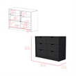 Pemberly Row Set of 3 Engineered Wood Dresser & 2 Nightstands in Black