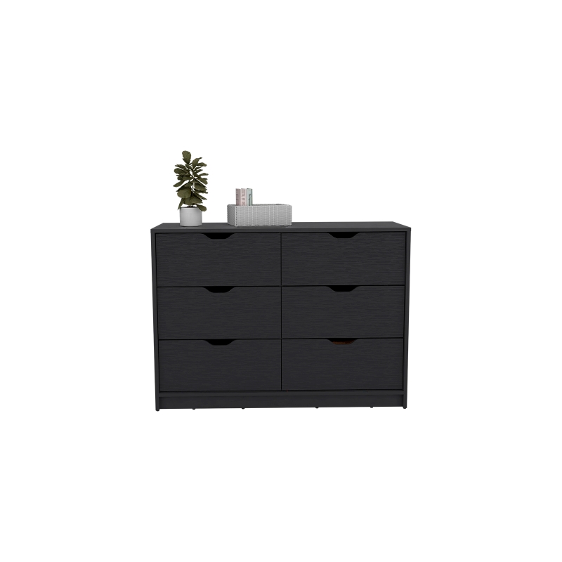 Pemberly Row Set of 3 Engineered Wood Dressers & Nightstand in Black