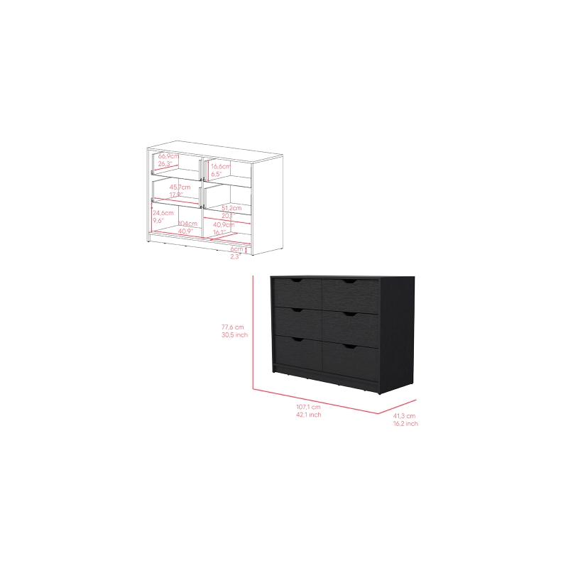 Pemberly Row Set of 3 Engineered Wood Dressers & Nightstand in Black