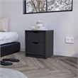 Pemberly Row Set of 2 Modern Engineered Wood Nightstands in Black
