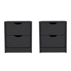 Pemberly Row Set of 2 Modern Engineered Wood Nightstands in Black