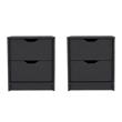 Pemberly Row Set of 2 Modern Engineered Wood Nightstands in Black