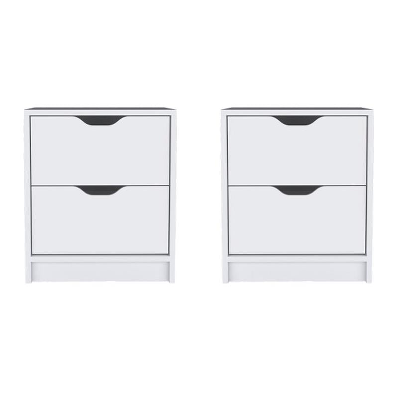 Pemberly Row Set of 2 Modern Engineered Wood Nightstands in White