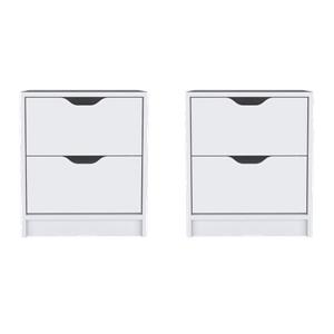 Pemberly Row Set of 2 Modern Engineered Wood Nightstands in White