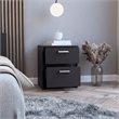 Pemberly Row Set of 2 Engineered Wood Chequered Nightstands in Black