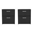 Pemberly Row Set of 2 Engineered Wood Chequered Nightstands in Black