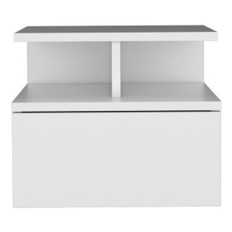 Pemberly Row Set of 3 Engineered Wood Dresser & 2 Floating Nightstands in White