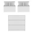 Pemberly Row Set of 3 Engineered Wood Dresser & 2 Floating Nightstands in White