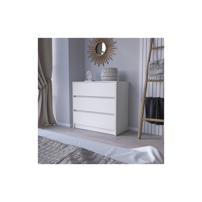 Pemberly Row Set of 2 Engineered Wood Dresser & Floating Nightstand in White