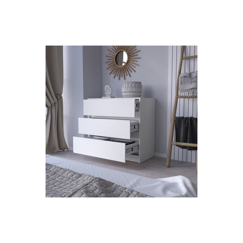 Pemberly Row Set of 2 Engineered Wood Dresser & Floating Nightstand in White
