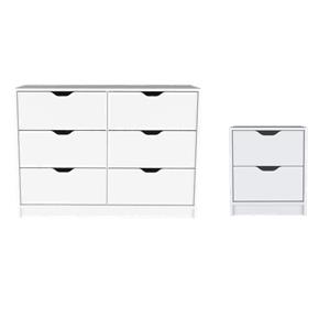 Pemberly Row Set of 2 Engineered Wood Dresser & Nightstand in White