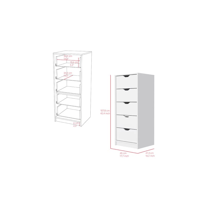 Pemberly Row Set of 4 Engineered Wood Dressers & 2 Nightstands in White