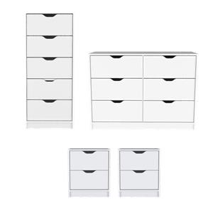 Pemberly Row Set of 4 Engineered Wood Dressers & 2 Nightstands in White