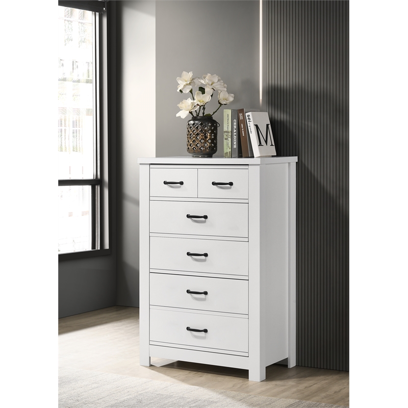 Pemberly Row Set of 2 White Engineered Wood Double Dresser & Chest