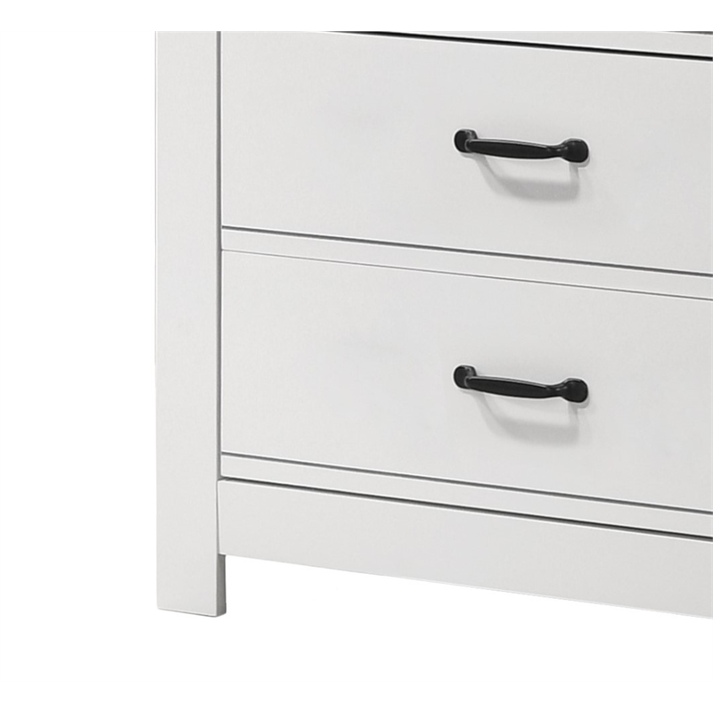 Pemberly Row Set of 2 White Engineered Wood 2-Drawer Nightstand & 5-Drawer Chest