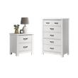 Pemberly Row Set of 2 White Engineered Wood 2-Drawer Nightstand & 5-Drawer Chest