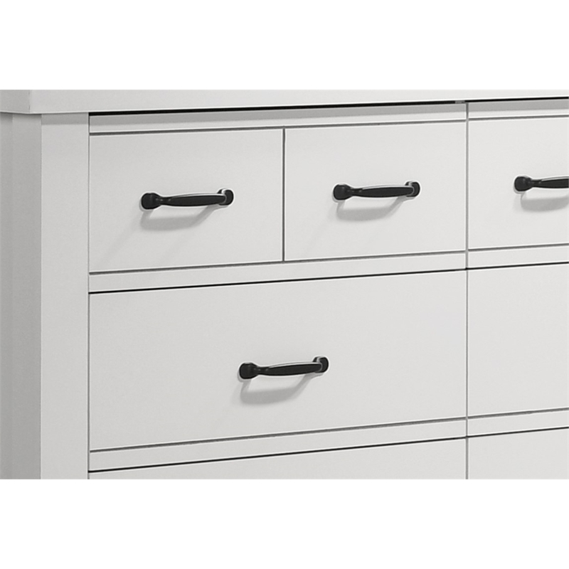 Pemberly Row Set of 2 Engineered Wood Nightstand & Double Dresser in White