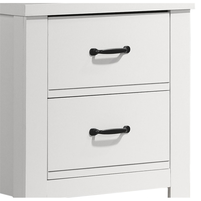 Pemberly Row Set of 2 Engineered Wood Nightstand & Double Dresser in White