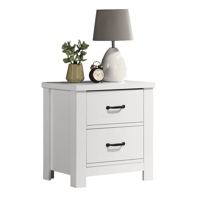 Pemberly Row Set of 2 2-Drawer Engineered Wood Nightstands in White