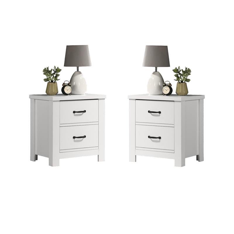 Pemberly Row Set of 2 2-Drawer Engineered Wood Nightstands in White