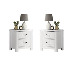 Pemberly Row Set of 2 2-Drawer Engineered Wood Nightstands in White