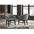 Pemberly Row Set of 6 Gray Fabric Barrel Dining Chairs with Black Finish Legs