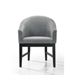 Pemberly Row Set of 6 Gray Fabric Barrel Dining Chairs with Black Finish Legs