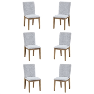 Pemberly Row Contemporary Set of 6 Gray Linen Fabric Dining Chairs