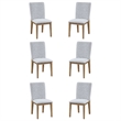 Pemberly Row Contemporary Set of 6 Gray Linen Fabric Dining Chairs