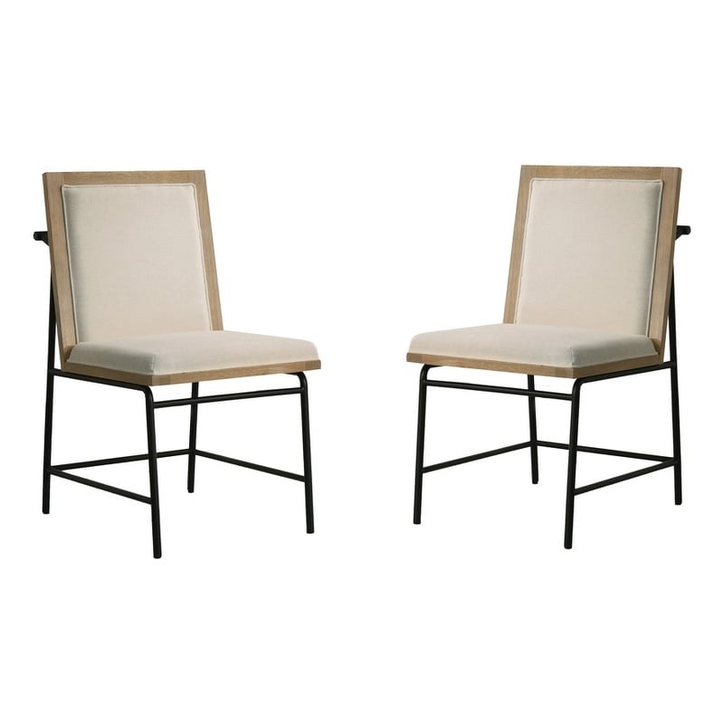 Pemberly Row Contemporary Set of 6 Oak Finish Wood Dining Chairs with Metal Legs