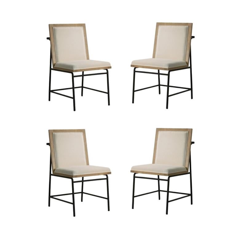 Pemberly Row Contemporary Set of 4 Oak Finish Wood Dining Chairs with Metal Legs