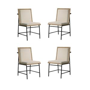 Pemberly Row Contemporary Set of 4 Oak Finish Wood Dining Chairs with Metal Legs