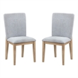 Pemberly Row Contemporary Set of 4 Gray Linen Fabric and Oak Dining Chairs