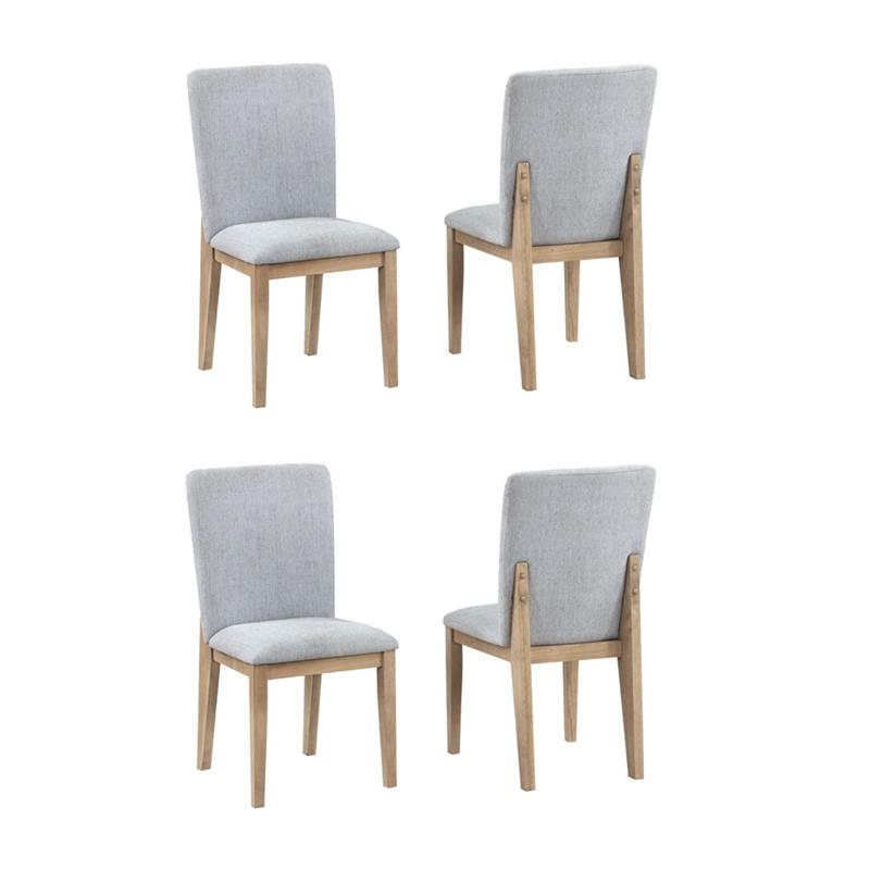 Pemberly Row Contemporary Set of 4 Gray Linen Fabric and Oak Dining Chairs