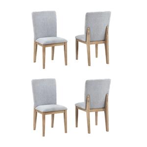 Pemberly Row Contemporary Set of 4 Gray Linen Fabric and Oak Dining Chairs