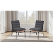 Pemberly Row Set of 4 Dark Gray Boucle Fabric Dining Chairs with Black Iron Legs