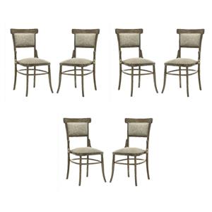 Pemberly Row Set of 6 Vintage Walnut 19&quotW Contemporary Fabric Dining Chairs