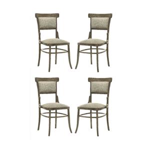 Pemberly Row Set of 4 Vintage Walnut 19&quotW Contemporary Fabric Dining Chairs