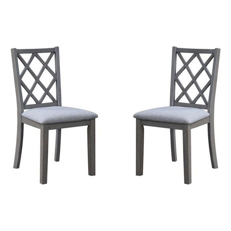 Pemberly Row Contemporary Set of 6 Gray Cross Back Side Dining Chairs